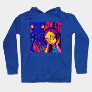 Girl and Octopus Relax to Some Chill Beats Hoodie